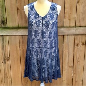 Entro Empire Waist Blue Lace Dress NWT